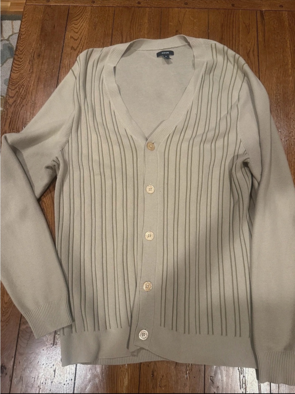 Alfani XL 100% Cotton Ribbed Button Front cardigan beige neutral